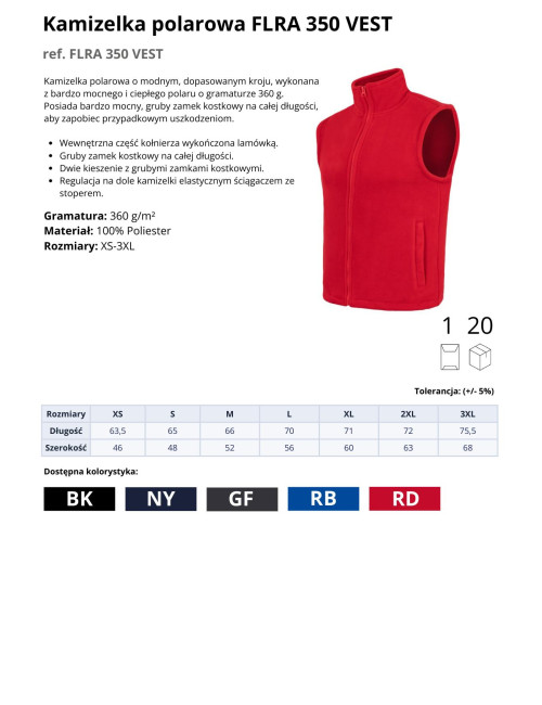 Kamizelka polarowa flra 350 vest gf - graphite Jhk