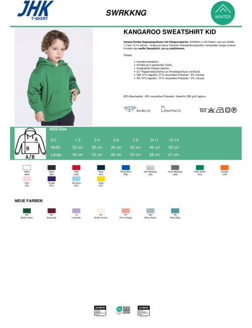 Sublimations-Sweatshirt für Kinder swrk kng weiß wh weiß Jhk