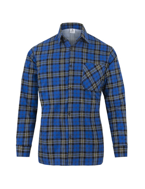 JHK Flanellhemd blaues schottisches Karomuster