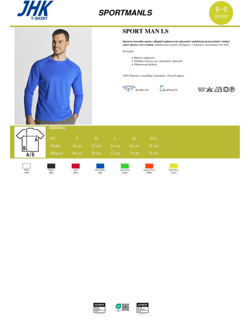 Herren-T-Shirt Sport Man ls bk - schwarz Jhk