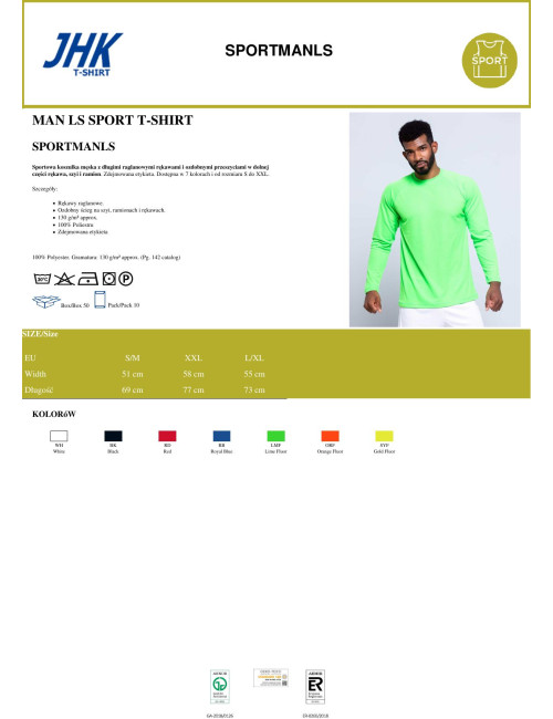 Herren-T-Shirt Sport Man ls bk - schwarz Jhk