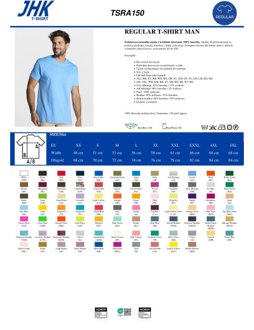Koszulka męska tsra 150 regular t-shirt bk - black Jhk