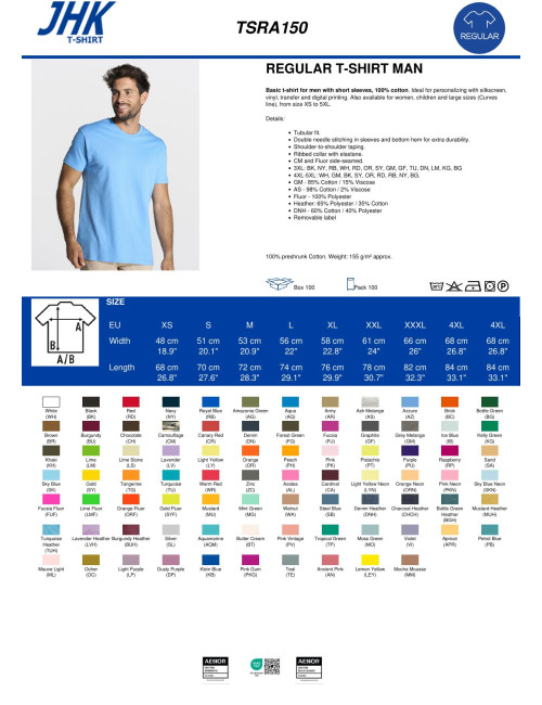 JHK Men`s T-Shirt TSRA 150 REGULAR T-SHIRT AQM - AQUAMARINE