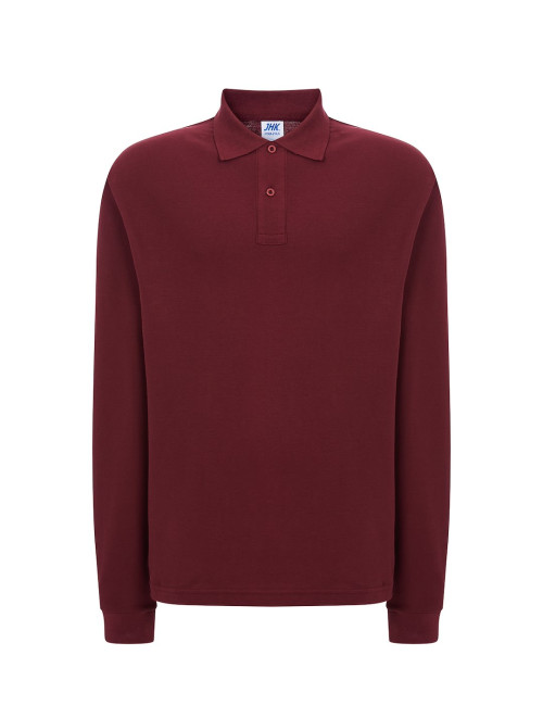 JHK Herren-Poloshirts POLO PORA 210 LS BU – Burgunderrot