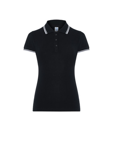 JHK Damen-Poloshirts POPL 200 BKWH - Schwarz/Weiß