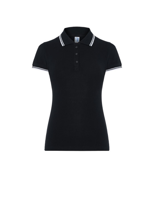 JHK Damen-Poloshirts POPL 200 BKWH - Schwarz/Weiß