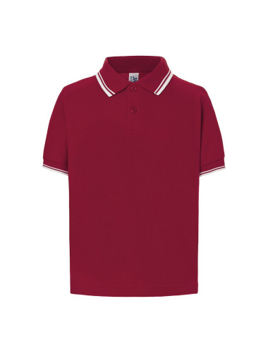 JHK Kinder-Poloshirts PKID 210 BU/WH – Burgunderrot/Weiß