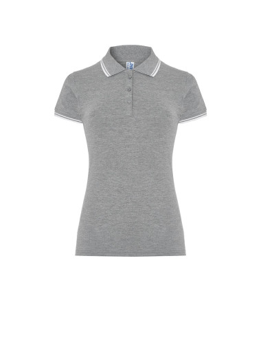 JHK Damen-Poloshirts POPL 200 GMWH – Grau meliert/Weiß