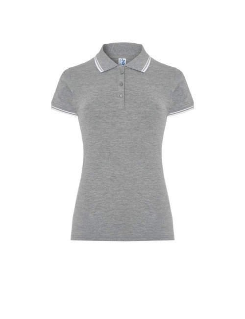 JHK Damen-Poloshirts POPL 200 GMWH – Grau meliert/Weiß