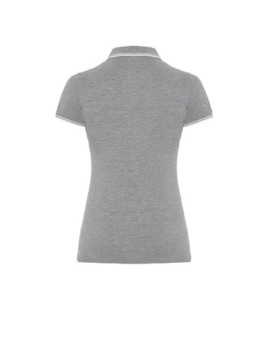 JHK Damen-Poloshirts POPL 200 GMWH – Grau meliert/Weiß