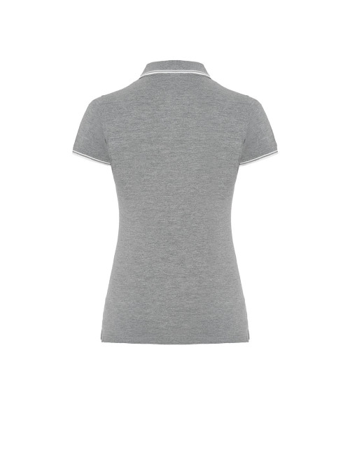 JHK Damen-Poloshirts POPL 200 GMWH – Grau meliert/Weiß