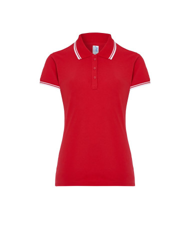 JHK Damen-Poloshirts POPL 200 RDWH - Rot/Weiß