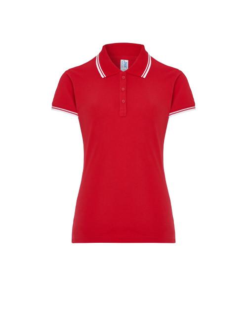 JHK Damen-Poloshirts POPL 200 RDWH - Rot/Weiß