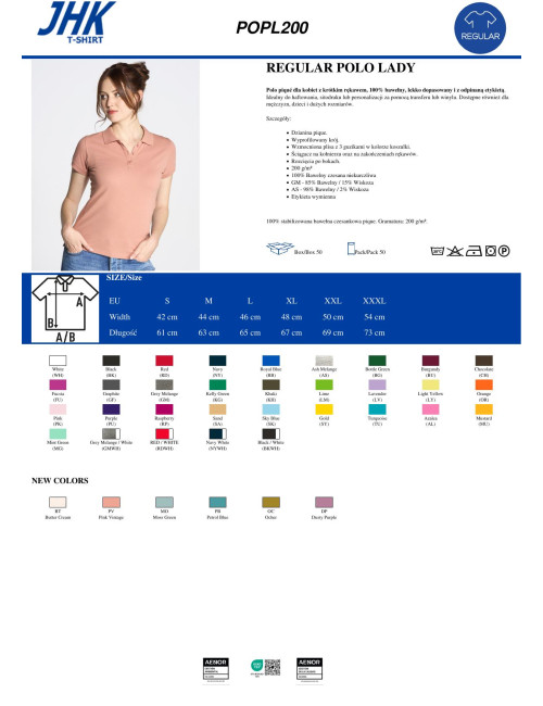 JHK Damen-Poloshirts POPL 200 RDWH - Rot/Weiß