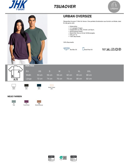 JHK Men's T-shirt TSUA OVER SIZE BK - Black