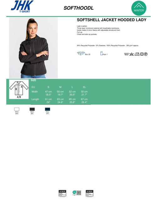 Kurtka damska JHK SOFTSHELL LADY BK czarna - P&M