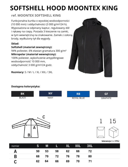JHK Men's softshell jacket SOFTSHELL HOOD MOONTEX KING BK - Black