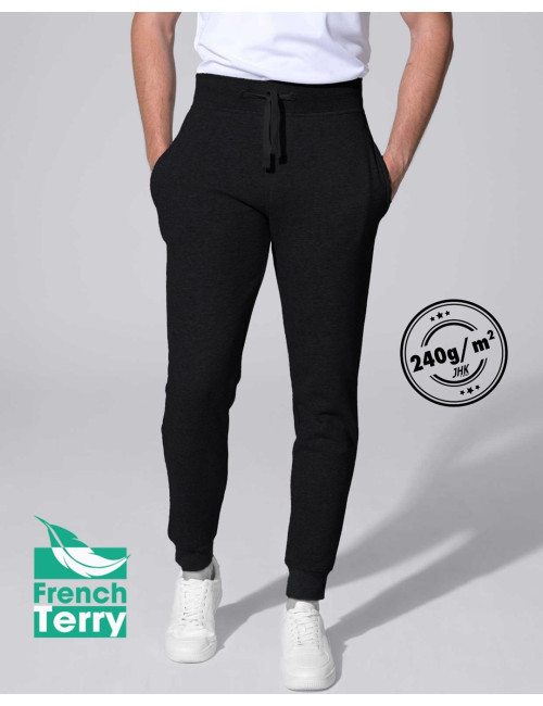 Spodnie dresowe JHK PANTS CUFF FRENCH TERRY czarne - P&M