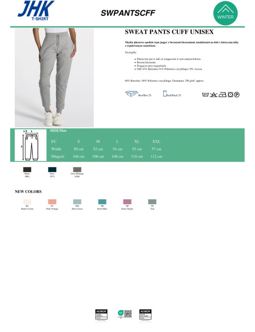 JHK Spodnie dresowe męskie SWEATS PANTS CUFF MAN MO - MOSS GREEN