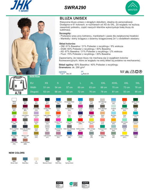 JHK Bluza dresowa męska SWRA 290 SWEATSHIRTMO - MOSS GREEN