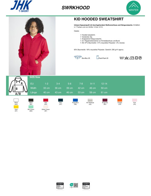 JHK Bluza dresowa dziecięca KID HOODED SY - Gold