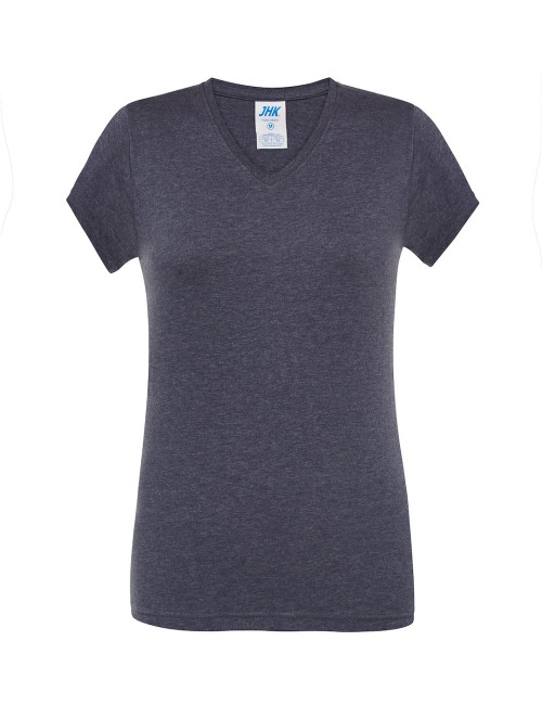 JHK Women's T-shirt TSRL CMFP LADY COMFORT V-NECK DNH - Denim Heather