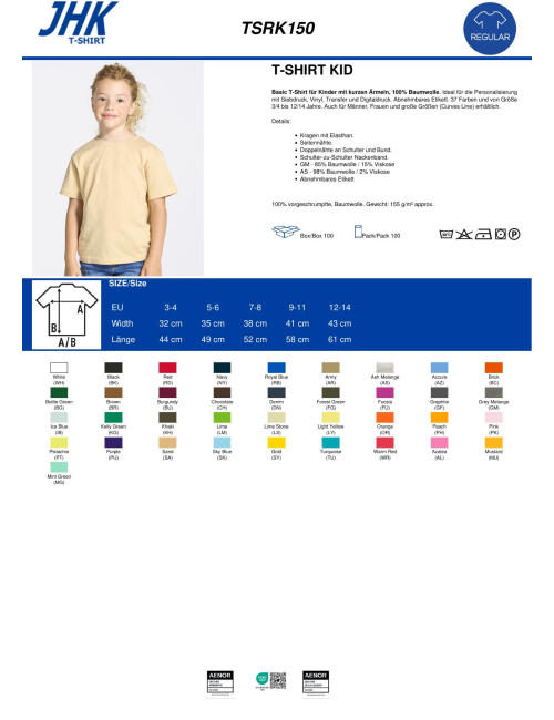 JHK Children's T-shirt TSRK 150 REGULAR KID WA - Walnut