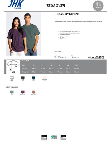 JHK Men's T-shirt TSUA OVER SIZE ML - Mauve Light