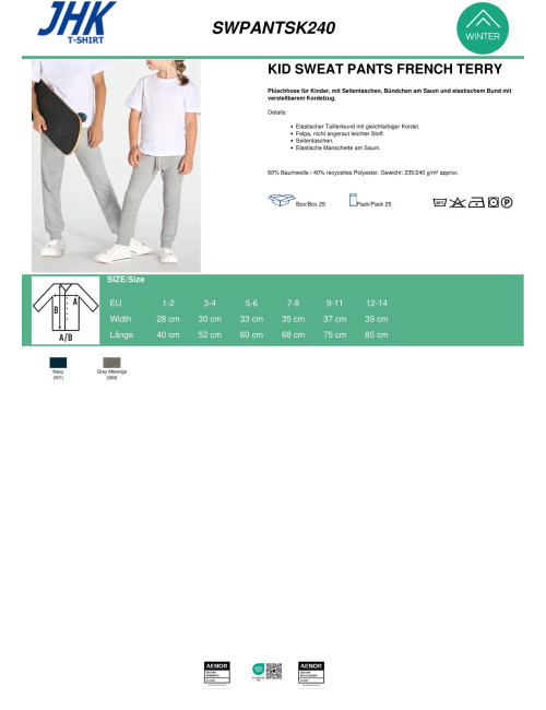 JHK Kinderhosen mit Bündchen, French Terry Road - Rot