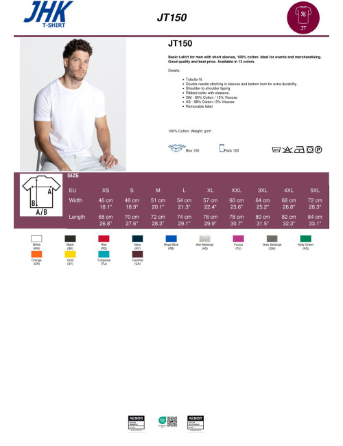 JHK Men's T-Shirt TJ 150 GF - Graphite