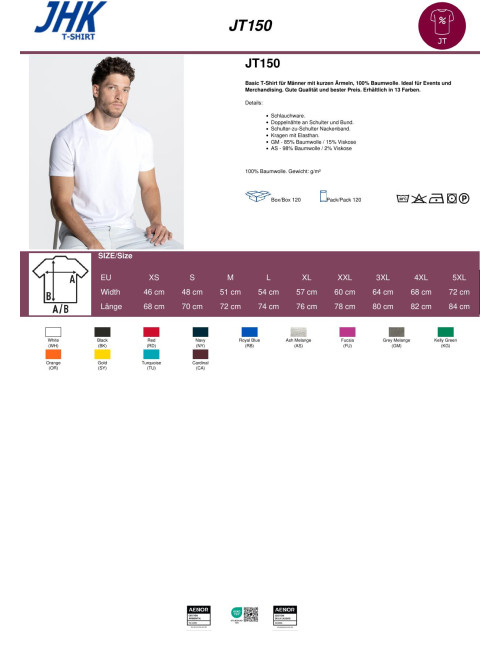 JHK Men's T-Shirt TJ 150 GF - Graphite