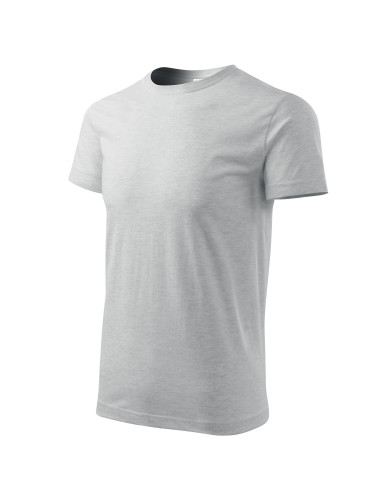 Adler MALFINI Herren T-Shirt Basic 129, hellgrau meliert, Logo-Stickerei