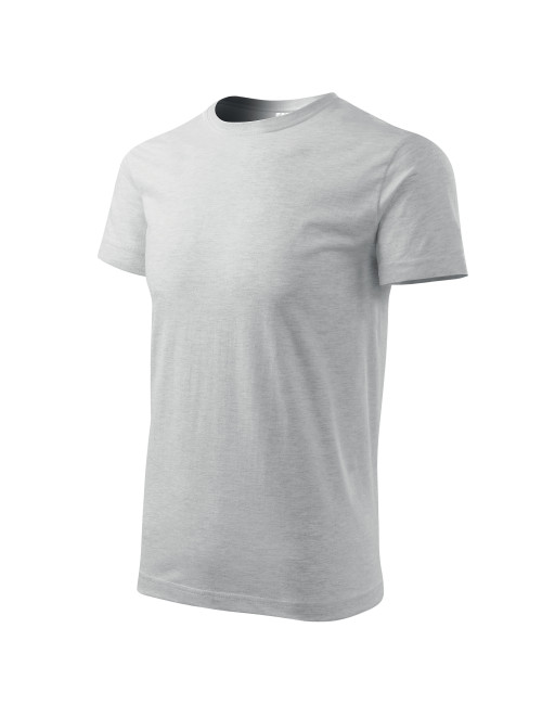 Adler MALFINI Herren T-Shirt Basic 129, hellgrau meliert, Logo-Stickerei
