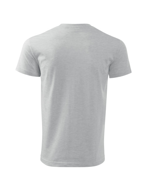 Adler MALFINI Herren T-Shirt Basic 129, hellgrau meliert, Logo-Stickerei