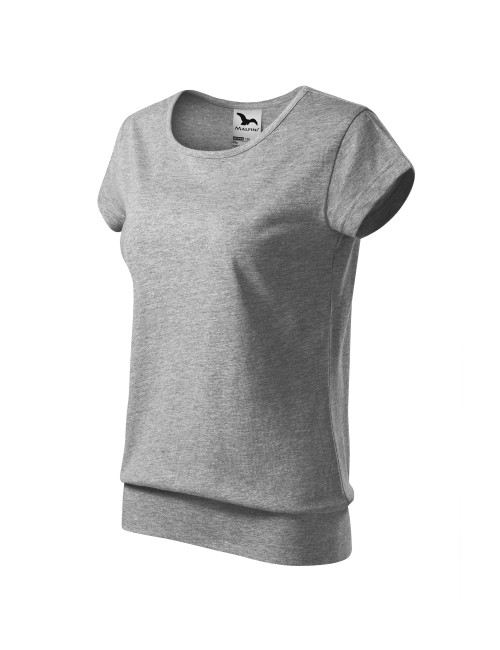 Adler MALFINI Damen T-Shirt City 120, dunkelgrau melange mit Logo