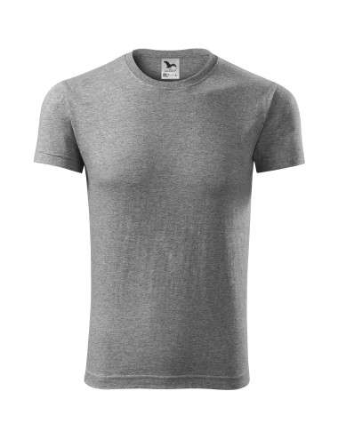 Adler MALFINI Herren T-Shirt Viper 143, dunkelgrau meliert, Logo-Stickerei