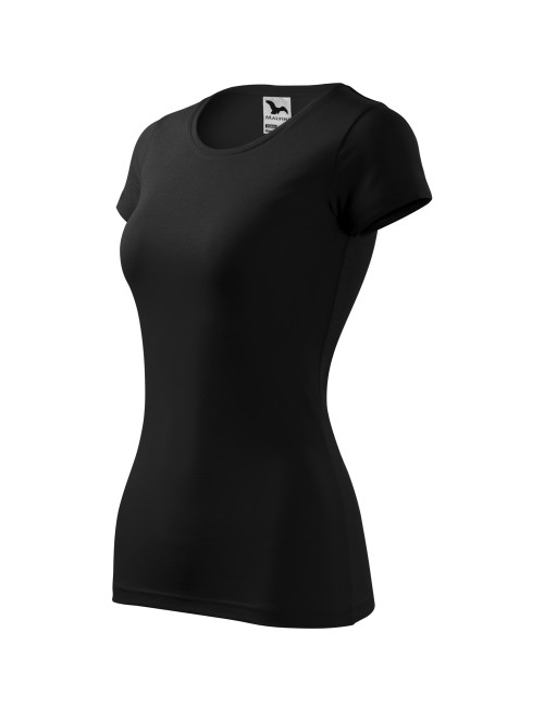 Damen-Slim-Fit-T-Shirt, 95 % Baumwolle, 5 % Elastan, Schwarz
