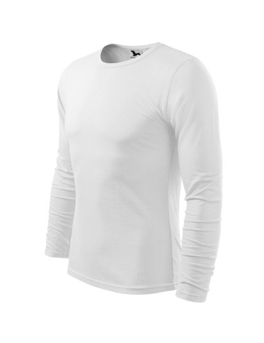 Adler MALFINI Men`s Fit-T Long Sleeve 119 White Embroidery Logo