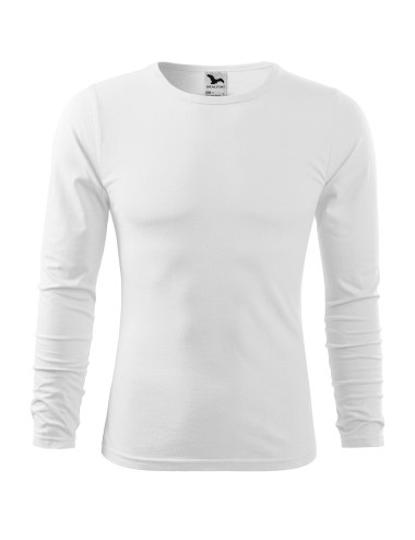 Adler MALFINI Koszulka męska Fit-T Long Sleeve 119 biały haft logo