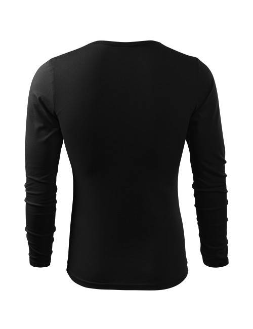 Adler MALFINI Herren T-Shirt Fit-T Long Sleeve 119, schwarze Logo-Stickerei