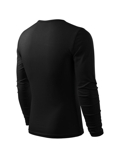 Adler MALFINI Men`s Fit-T Long Sleeve 119 Black Embroidery Logo