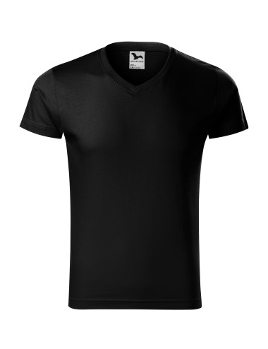 Adler MALFINI Koszulka męska Slim Fit V-neck 146 czarny odzież robocza