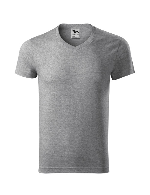 Adler MALFINI Men`s Slim Fit V-neck T-shirt 146 dark gray melange