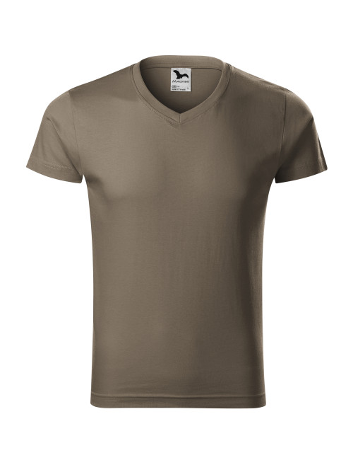 Adler MALFINI Koszulka męska Slim Fit V-neck 146 army odzież z haftem
