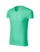Adler MALFINI Men`s Slim Fit V-neck T-shirt 146 mint logo embroidery