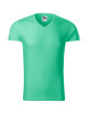 Adler MALFINI Men`s Slim Fit V-neck T-shirt 146 mint logo embroidery