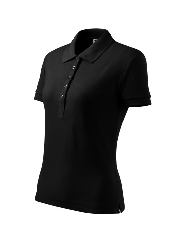 Adler MALFINI Damen Poloshirt Cotton Heavy 216 schwarze Logo-Stickerei