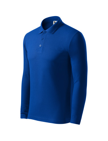 Adler MALFINI Herren Poloshirt Pique Polo LS 221 kornblumenblaues Sticklogo