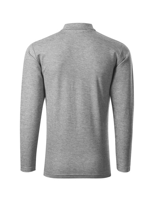 Adler MALFINI men`s polo shirt Pique Polo LS 221 dark gray embroidery