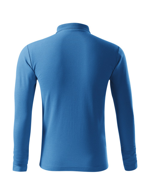 Adler MALFINI men`s polo shirt Pique Polo LS 221 azure logo embroidery